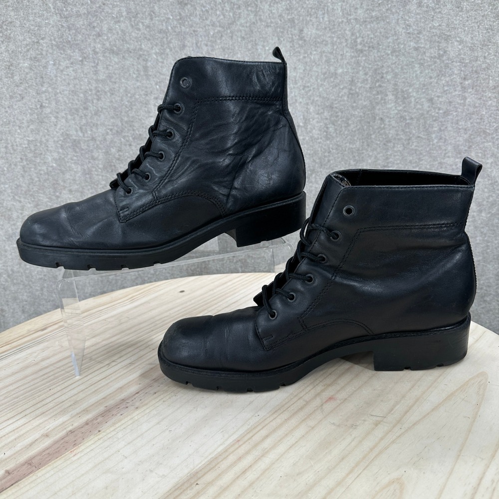 VTG Danexx Combat Boots Womens 10M Soft Black Leather Lace Up Plaid Lined